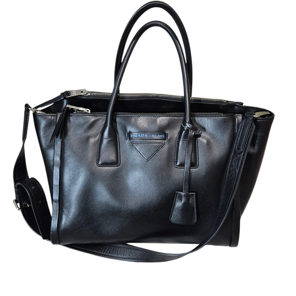 Prada Black Leather Tote Bag